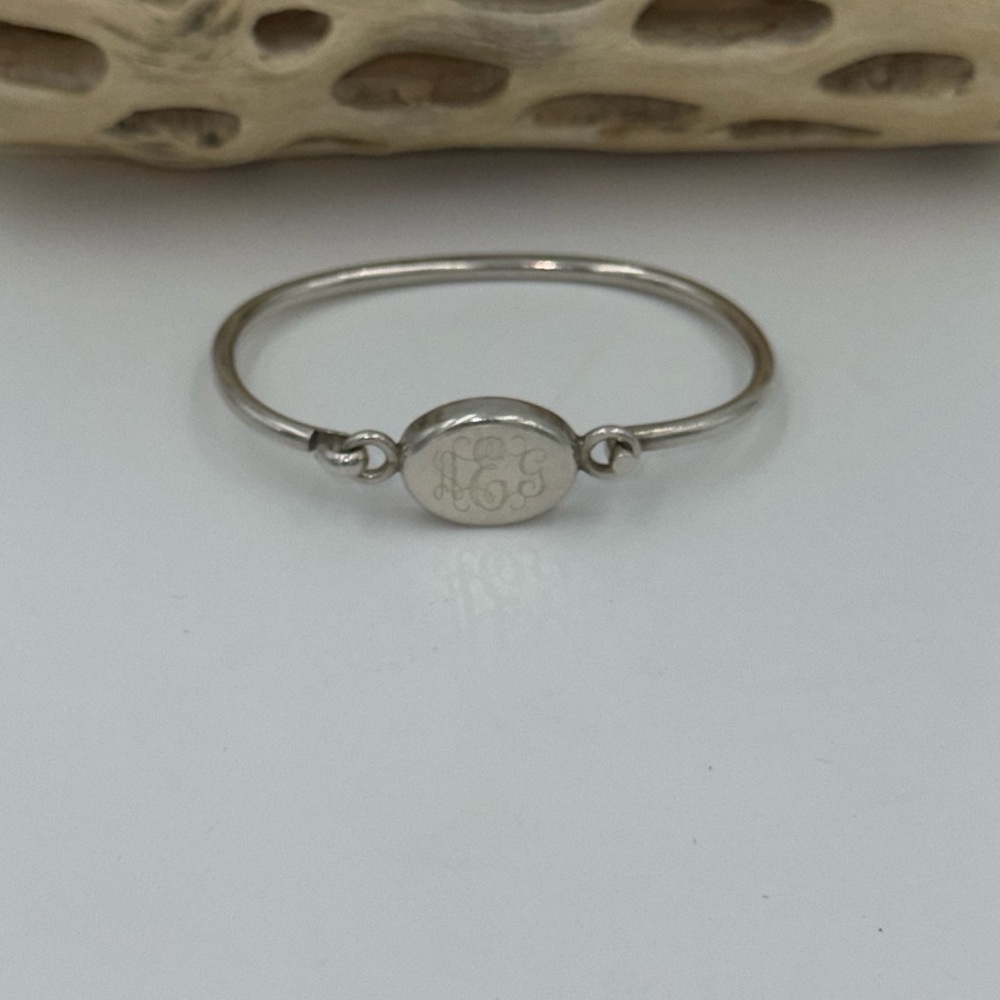Personalized Sterling Silver Monogram Bangle Brac… - image 2